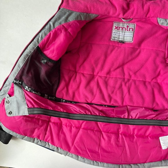 XMTN Girl's Hooded Winter Ski Coat JACKET size 12 Black grey pink Medium - Picture 4 of 7